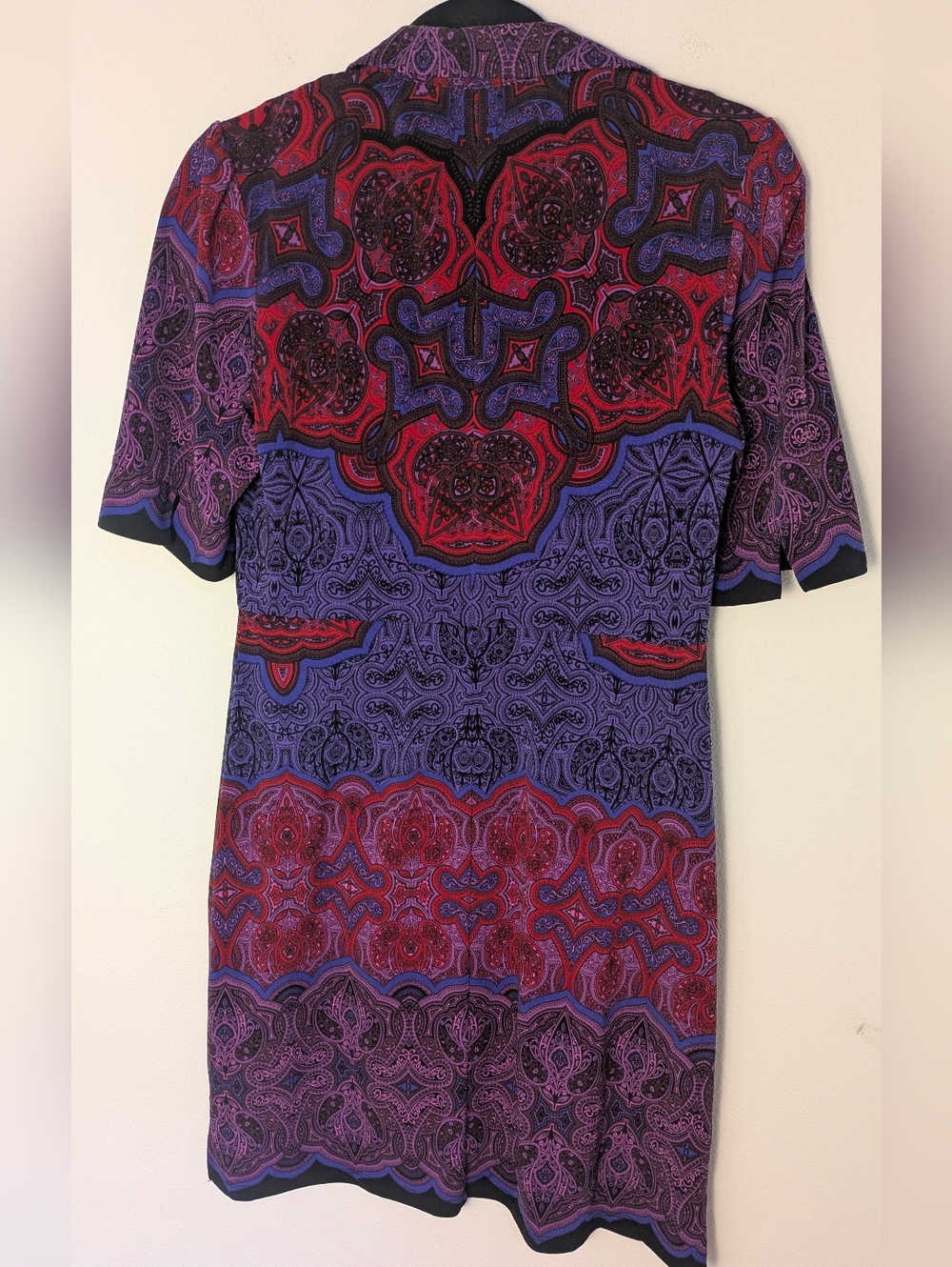 Laundry Paisley Fully Lined Short Sleeved Stretchy Mini Dress Cherry Sz S P EUC - Picture 5 of 11